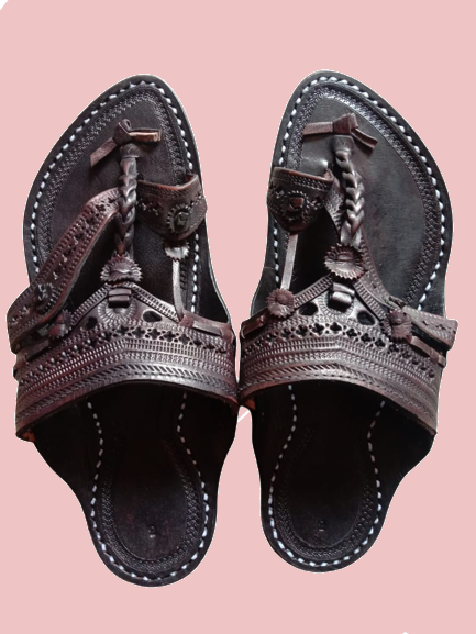 Picture of Shop Special Kolhapuri Branded Leather Shahu Chappals in Dark Brown - Handcrafted for Comfort and Style